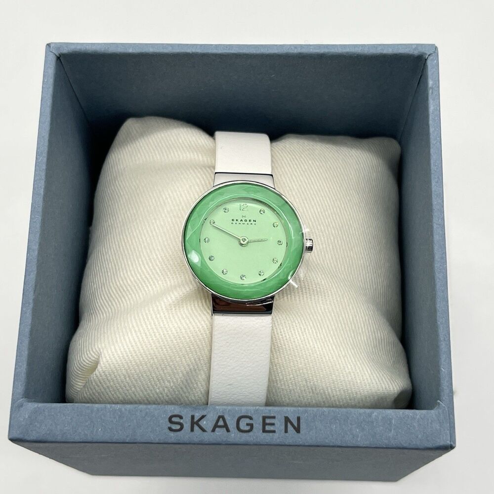 SKAGEN SKW2779 Women's Wristwatch, White, Green Read Des